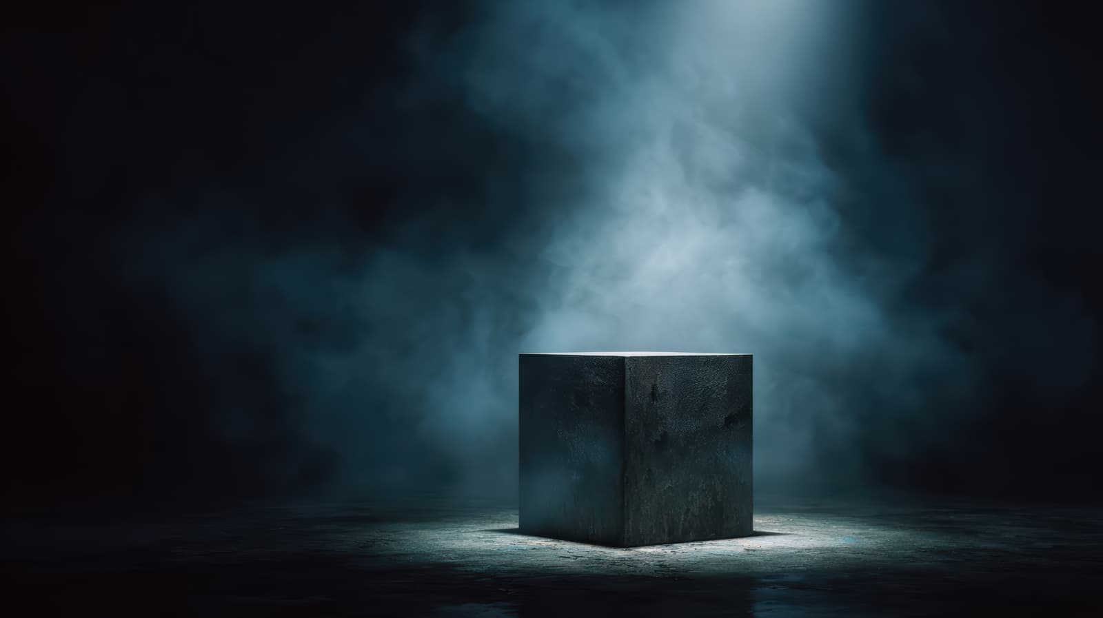 Illustration, un bloc de podium sous un projecteur dans la fumée
