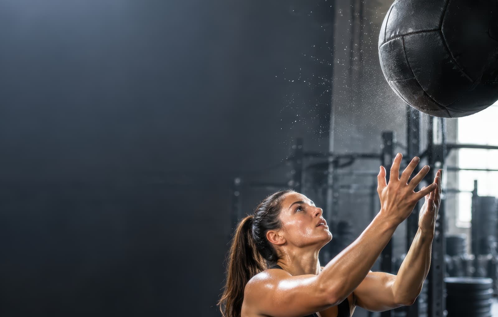 Illustration, une athlète s'apprête à rattraper un wall ball